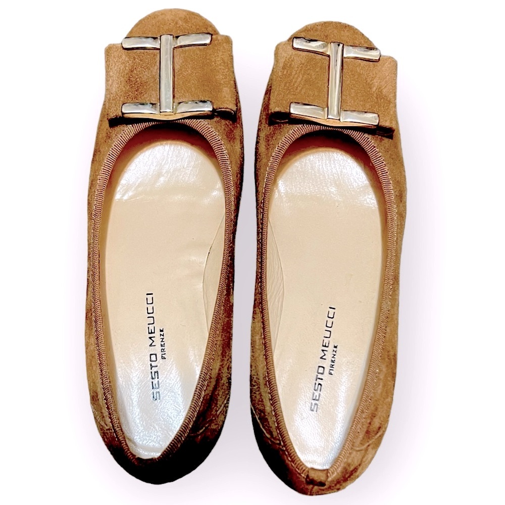 Sesto Meucci Made in Italy Ramie Suede Pumps Vara Ferragamo Look-Alike Size 6.5N - Picture 8 of 12